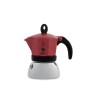 Cafetera Italiana Bialetti Moka Induction Negro Rojo Metal Acero Inoxidable Aluminio 150 ml 200 ml 4 Tazas (1 Pieza)