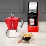 Cafetera Italiana Bialetti Moka Induction Negro Rojo Metal Acero Inoxidable Aluminio 150 ml 200 ml 4 Tazas (1 Pieza)