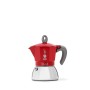 Cafetera Italiana Bialetti Moka Induction Negro Rojo Metal Acero Inoxidable Aluminio 150 ml 200 ml 4 Tazas (1 Pieza)