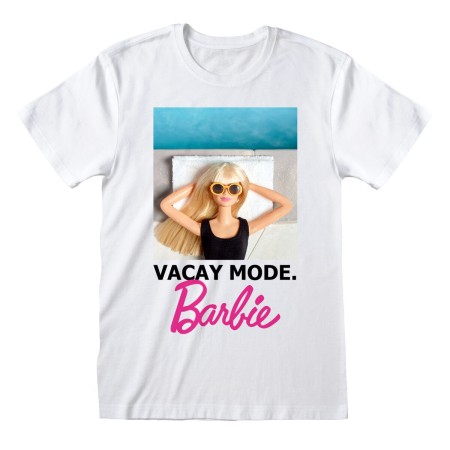 Camiseta de Manga Corta Barbie Vacay Mode Blanco Unisex