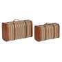 Lot de paniers Home ESPRIT Marron Multicouleur Bois Toile Colonial 60 x 24 x 37,5 cm (2 Unités)