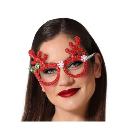 Gafas Brillantes Reno Rojo Navidad