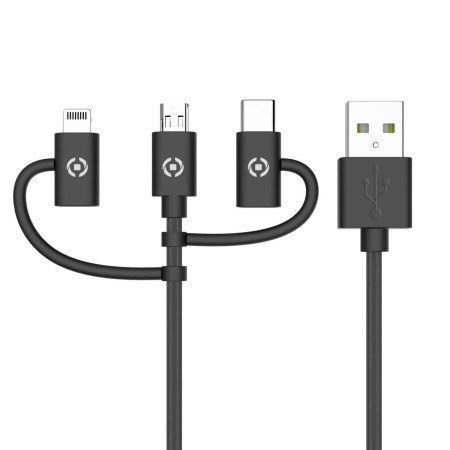 Cable USB a Micro USB y USB C Celly USB3IN1BK Negro 1 m