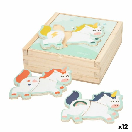 Puzzle enfant en bois Mr. Wonderful Licorne + 3 ans 3 Pièces (12 Unités)