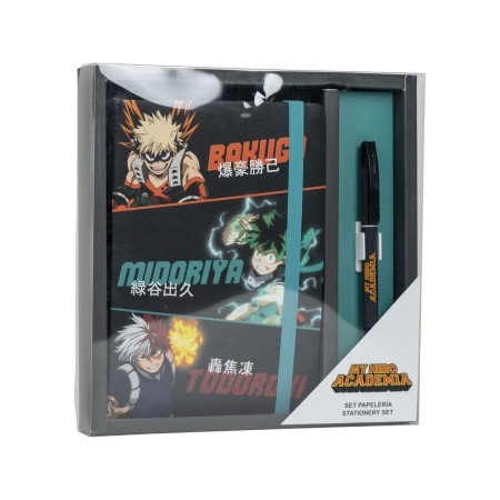 Set de Papelería My Hero Academia 2 Piezas Negro Naranja