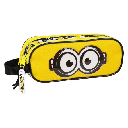 Trousse Fourre-Tout Double Minions M513 Noir Blanc Jaune (21 x 8 x 6 cm)