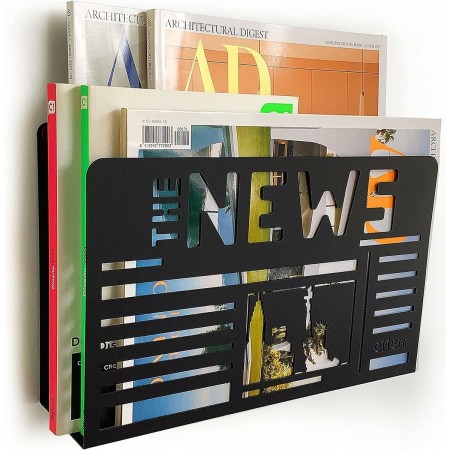 Revistero Etterr The news De pared Negro 30 x 20 x 10 cm