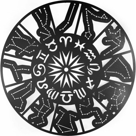 Decoración de Pared Keluly Símbolo del zodiaco 31 x 31 cm Negro Acero al carbono