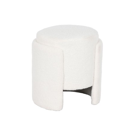 Reposapiés Home ESPRIT Blanco Poliéster Madera MDF Scandi 40 x 40 x 43 cm