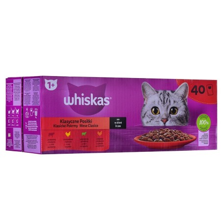 Aliments pour chat Whiskas Classic Meals Poulet Veau Agneau Oiseaux 40 x 85 g