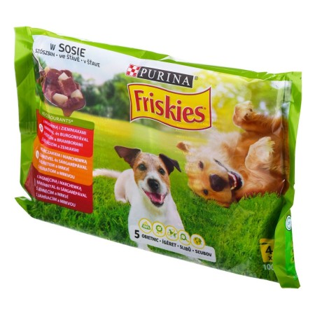 Alimentation humide Purina Friskies Poulet Veau Agneau Pommes de terre Carotte 4 x 100 g