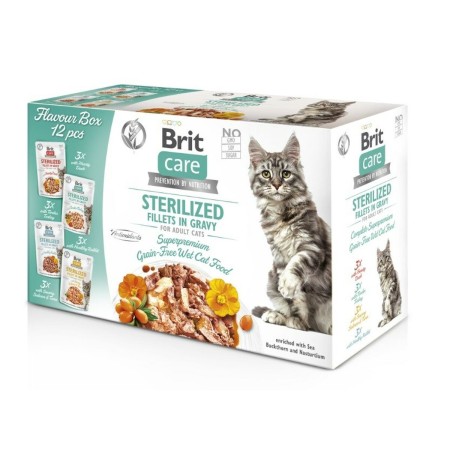 Aliments pour chat Brit Sterilized Saumon Thon Dinde Canard Lapin 12 x 85 g