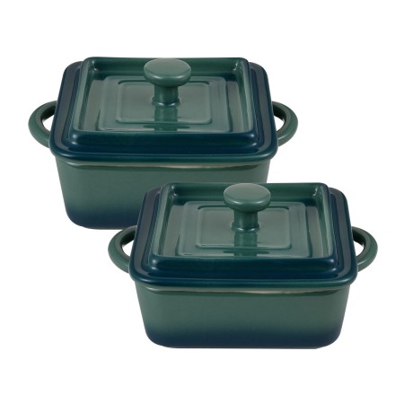 Casseroles Bergner 4 Unités Mini Ø 13 cm Vert Crème Grès