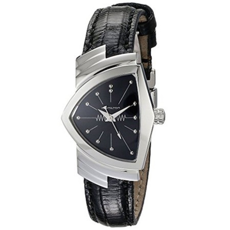 Montre Homme Hamilton VENTURA SS BLACK DIAL - BLACK LEATHER STRAP Noir