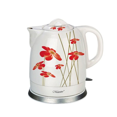 Bouilloire et Théière Feel Maestro MR-066 Red Flowers Blanc Rouge Céramique 1200 W 1,5 L