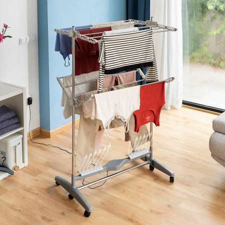 Étendoir à linge électrique pliable avec flux d'air naturel Dryllon InnovaGoods 12 Barres 24 W (Reconditionné B)