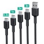 Cable USB A a USB-C Aukey CB-CMD39 4 Unidades Negro 3 m