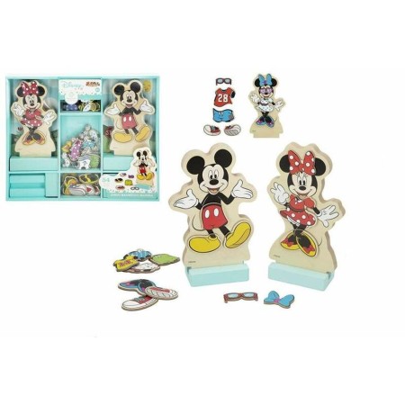 Jouet Educatif Mickey & Minnie Bois Magnétique Vêtements 54 Pièces