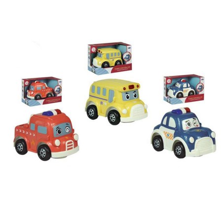 Véhicule Jugatoys Camion de Pompiers Le Bus avec son Voiture de police 3 Unités (22 x 11 x 14 cm)