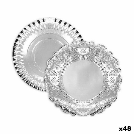 Plateau apéritif Algon Ronde Argenté 23 x 23 x 1,5 cm (48 Unités)