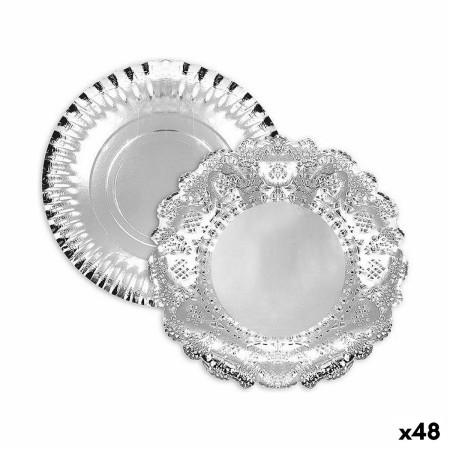 Plateau apéritif Algon Ronde Argenté 35 x 35 x 2 cm (48 Unités)