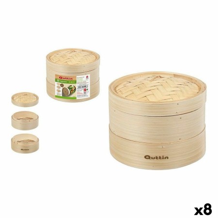 Vaporera Quttin 2 niveles Bambú 24 x 15 cm (8 Unidades) (23-21 x 15.5 cm)