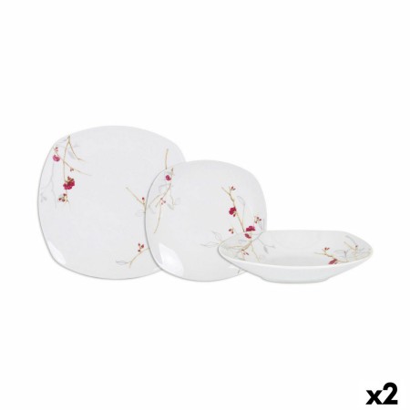 Service de Vaisselle Home Style Sakura 18 Pièces Porcelaine Carré (2 Unités)