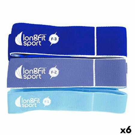 Bandas elásticas de resistencia LongFit Sport  Azul 3 Piezas (6 Unidades)