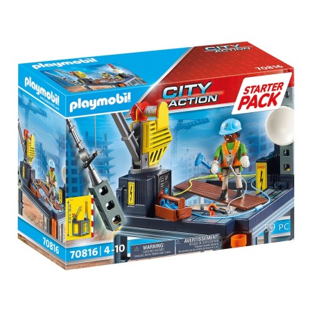 Playset Playmobil City Action Starter Pack Construction with crane 70816