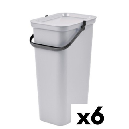 Cubo de Basura para Reciclaje Tontarelli Moda 24 L Blanco (6 Unidades)