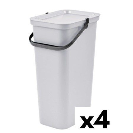 Cubo de Basura para Reciclaje Tontarelli Moda 38 L Blanco (4 Unidades)