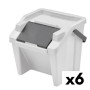 Cubo de Basura para Reciclaje Tontarelli Moda Apilable 28 L Blanco (6 Unidades)