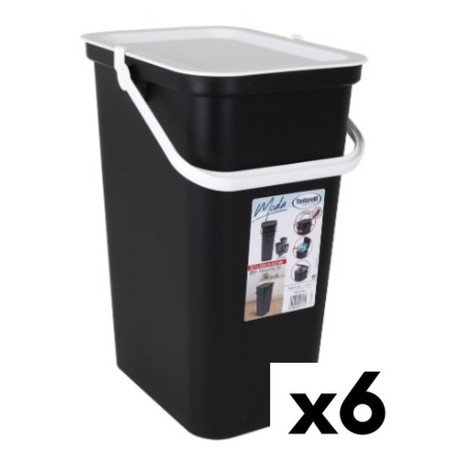 Cubo de Basura para Reciclaje Tontarelli Moda 24 L Blanco Negro (6 Unidades)