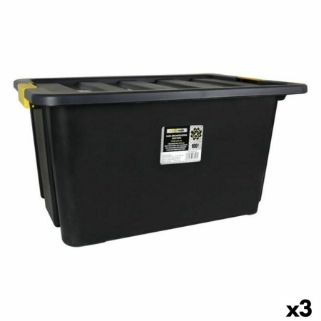 Caja de Almacenaje con Tapa Bricotech Brico 75 x 51 x 39 cm (3 Unidades) (100 L) (75 x 51 x 39 cm)