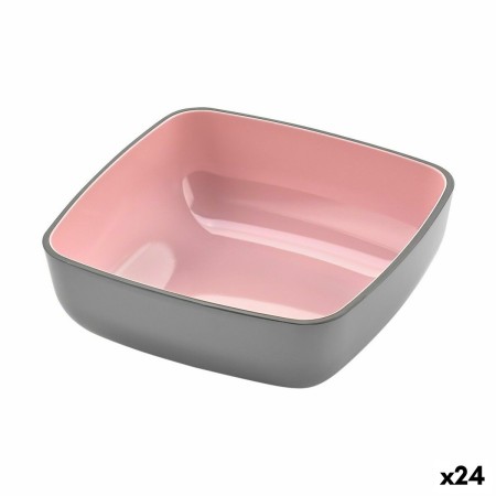 Bol Inde Mélamine Rose/Gris Carré 13 x 13 x 4 cm (24 Unités)