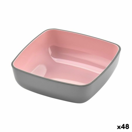 Bol Inde Mélamine Rose/Gris Carré 7,5 x 7,5 x 2,5 cm (48 Unités)