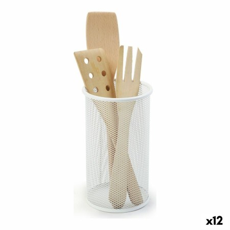 Pot pour ustensiles de cuisine Confortime Blanc Métal 12 x 20 cm (12 Unités)
