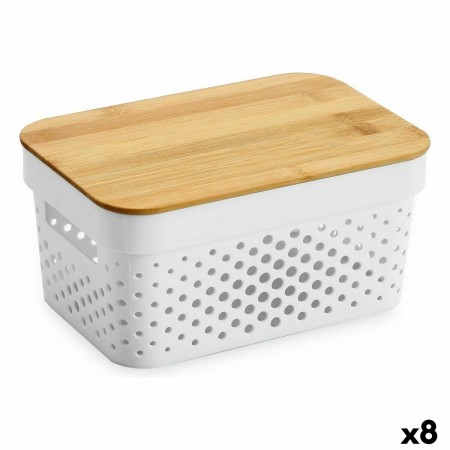 Boîte Multiusage Confortime Blanc Marron Bambou Plastique 26,2 x 17,5 x 12,5 cm (8 Unités)