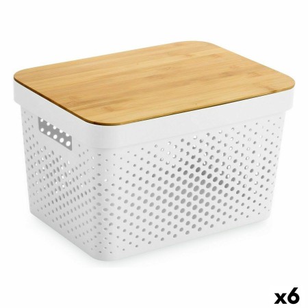 Boîte Multiusage Confortime Blanc Marron Bambou Plastique 36,5 x 27 x 21,5 cm (6 Unités)