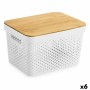 Boîte Multiusage Confortime Blanc Marron Bambou Plastique 36,5 x 27 x 21,5 cm (6 Unités)