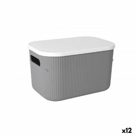 Boîtes de rangement Lova Avec couvercle Plastique Gris 26,9 x 18,7 x 16,2 cm (12 Unités)