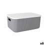 Boîtes de rangement Lova Avec couvercle Plastique Gris 37,4 x 26,1 x 16,4 cm (6 Unités)