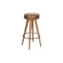 Tabouret Home ESPRIT Marron Camel Cuir Bois Rotin 42 x 42 x 76 cm
