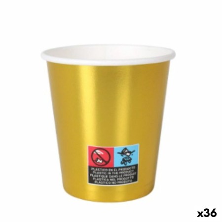 Set de Verres Algon Carton Produits à usage unique Doré 36 Unités 200 ml (10 Pièces)