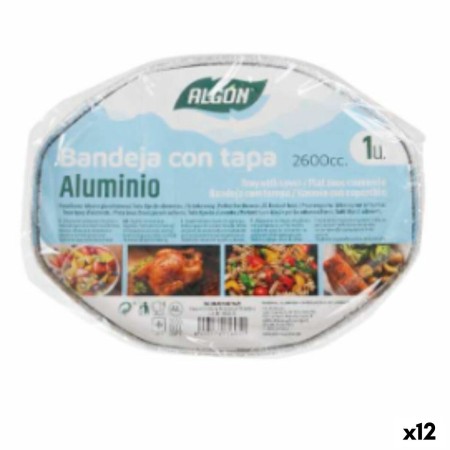 Bandeja con tapa Algon Aluminio Ovalado 2,6 L 25 x 20 x 9,7 cm (12 Unidades)