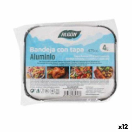 Bandeja con tapa Algon Aluminio Rectangular 475 ml 15 x 12 x 1,5 cm (12 Unidades)