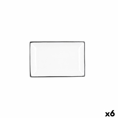 Plateau apéritif Quid Gastro Blanc Noir Céramique 20 x 13 x 2 cm (6 Unités)