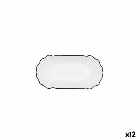 Bandeja de Aperitivos Quid Gastro Blanco Negro Cerámica 20,5 x 11 x 3,5 cm (12 Unidades)