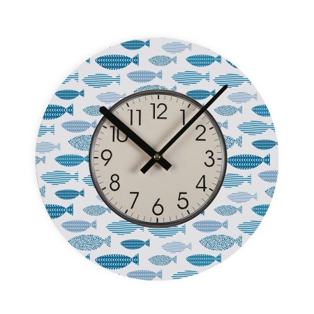 Horloge Murale Versa Poissons Bois 4 x 30 x 30 cm