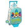 Mochila Escolar con Ruedas Baby Shark Surfing Azul Blanco 22 x 27 x 10 cm